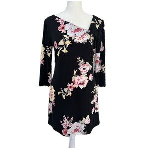 White House Black Market Floral Black Mini Dress